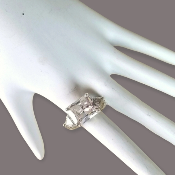 Vintage Cubic Zirconia Engagement Ring Sterling Silver 925 SZ 6 - Picture 6 of 16